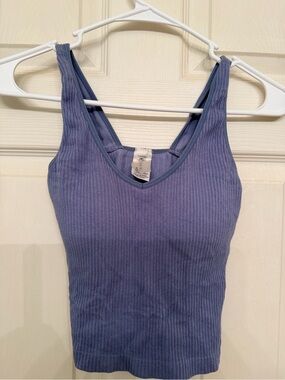 AS Revival Ribbed Bra Crop Top in Dusty Blue - Women